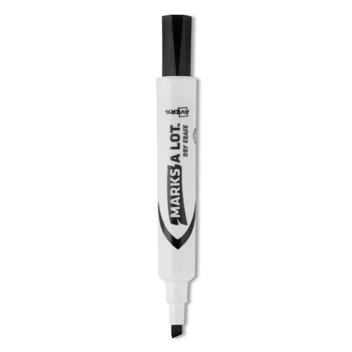 Avery® Marks A Lot Desk-Style Dry Erase Marker, Broad Chisel Tip, Black, Dozen (24408)