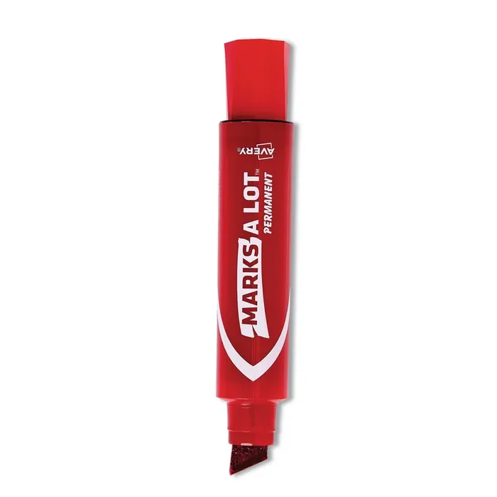 Avery® Marks A Lot Extra-Large Desk-Style Permanent Marker, Extra-Broad Chisel Tip, Red (24147)