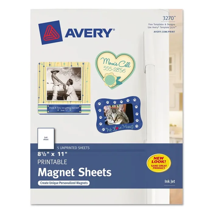 Avery® Printable Magnet Sheets, 8.5 X 11, White, 5/pack