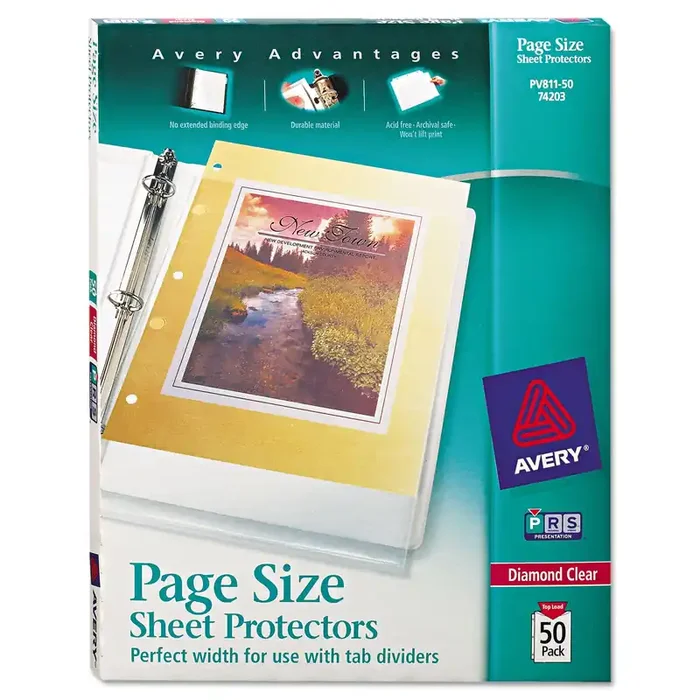 Avery® Top-Load Poly 3-Hole Punched Sheet Protectors, Letter, Diamond Clear, 50/box