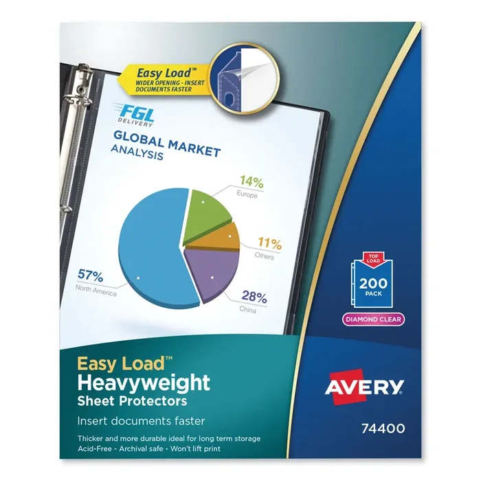 Avery® Top-Load Poly Sheet Protectors, Heavy, Letter, Diamond Clear, 200/box