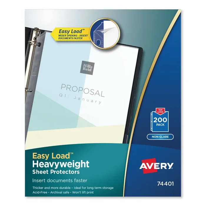 Avery® Top-Load Poly Sheet Protectors, Heavyweight, Letter, Nonglare, 200/box