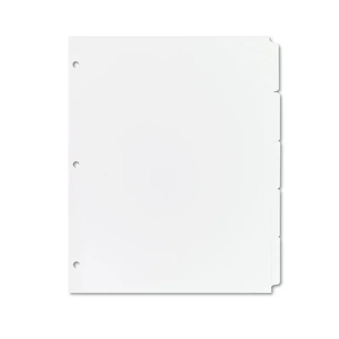 Avery® Write and Erase Plain-Tab Paper Dividers, 5-Tab, 11 x 8.5, White, 36 Sets