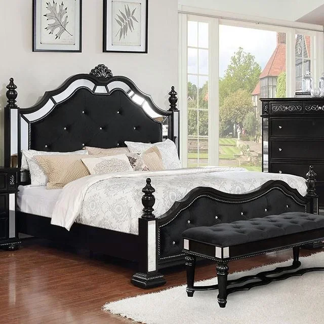Azha Black Queen Bed