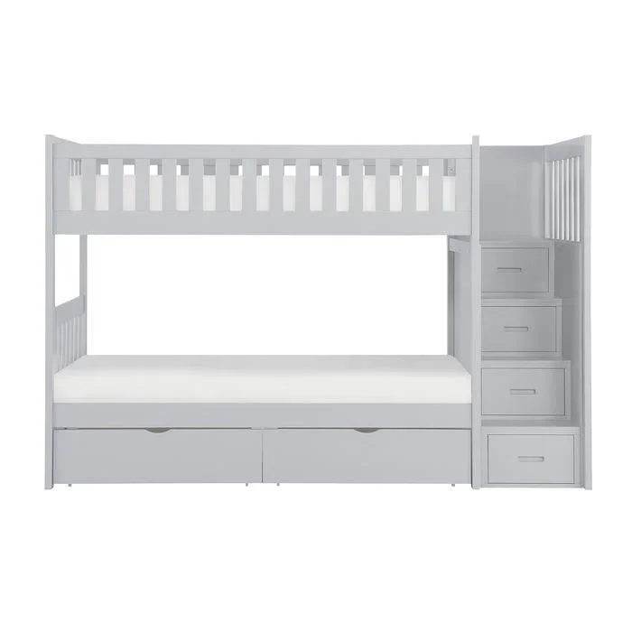 B2063SB-1*T – (5) Twin/Twin Step Bunk Bed with Storage Boxes