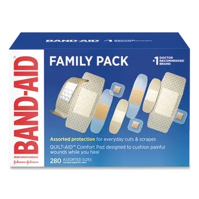 BAND-AID® Sheer and Clear Adhesive Bandages, Assorted Sizes, 280/Box