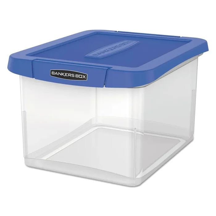 Bankers Box® Heavy Duty Plastic File Storage, Letter/legal Files, 14″ X 17.38″ X 10.5″, Clear/blue