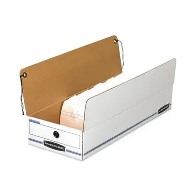 Bankers Box® Liberty Check And Form Boxes, 9″ X 24″ X 6.38″, White/blue, 12/carton