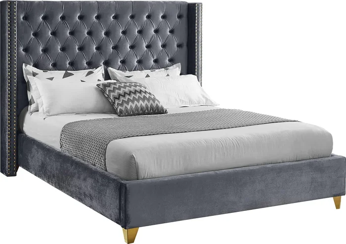 Barolo Grey Velvet King Bed