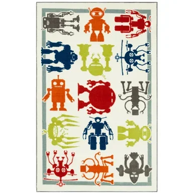 BARON 5′ X 8′, Area Rug, Robots, Multi/Ivory / RG8204