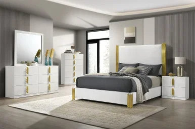 BASILDON 4 Pc. Queen Bedroom Set / FM7271WH-Q-4PC