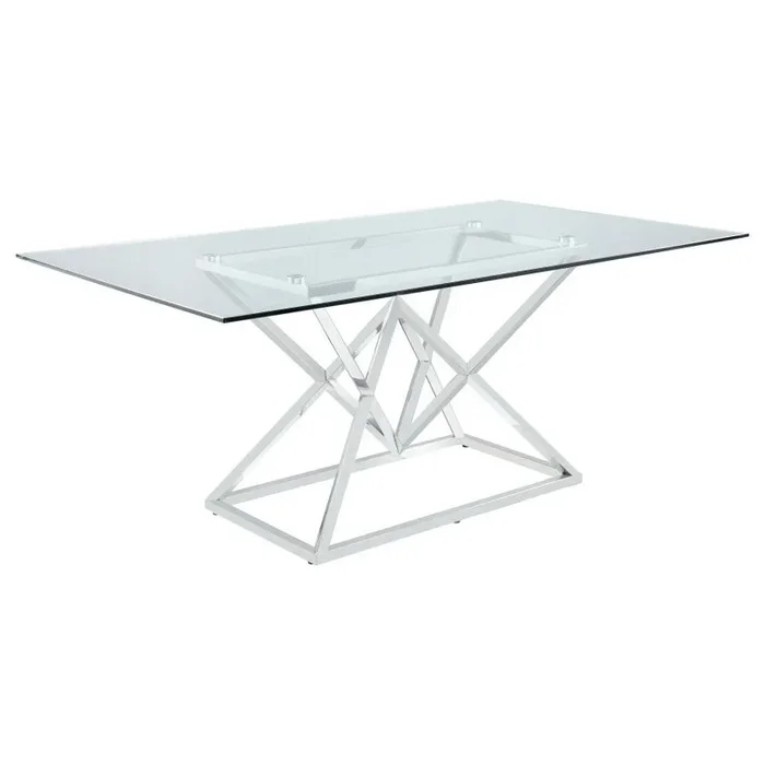 Beaufort – Rectangular Glass Top Dining Table – Chrome