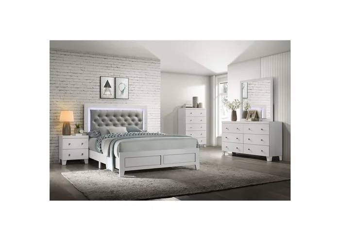 Belinda Queen Panel 3 Piece Bedroom Set In White