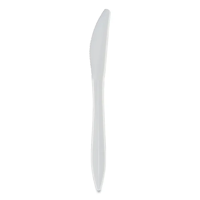 Berkley Square Individually Wrapped Mediumweight Cutlery, Knife, Plastic, White, 1,000/Carton
