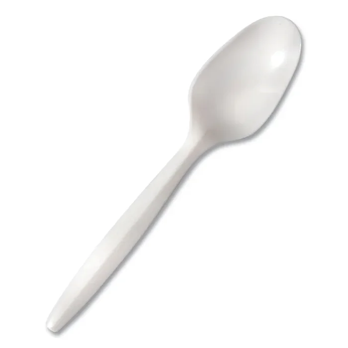Berkley Square Mediumweight Polypropylene Cutlery, Spoon, Plastic, White, 1,000/Carton