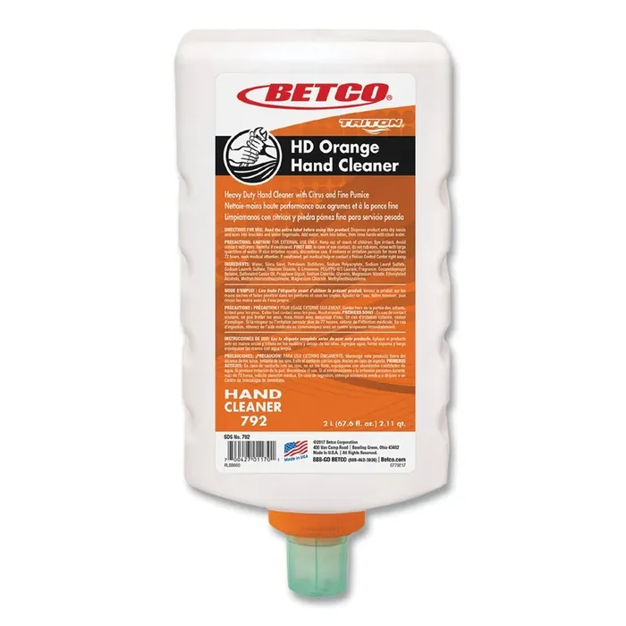 Betco® HD Orange Hand Cleaner Refill for Triton Dispensers, Citrus Zest Scent, 2 L, 6/Carton