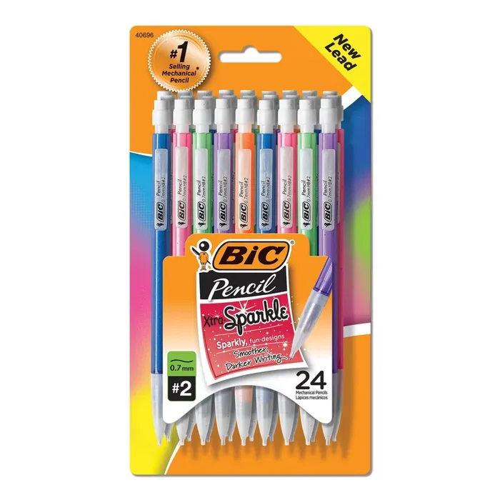 BIC® Xtra-Sparkle Mechanical Pencil Value Pack, 0.7 mm, HB ( 2), Black Lead, Assorted Barrel Colors, 24/Pack