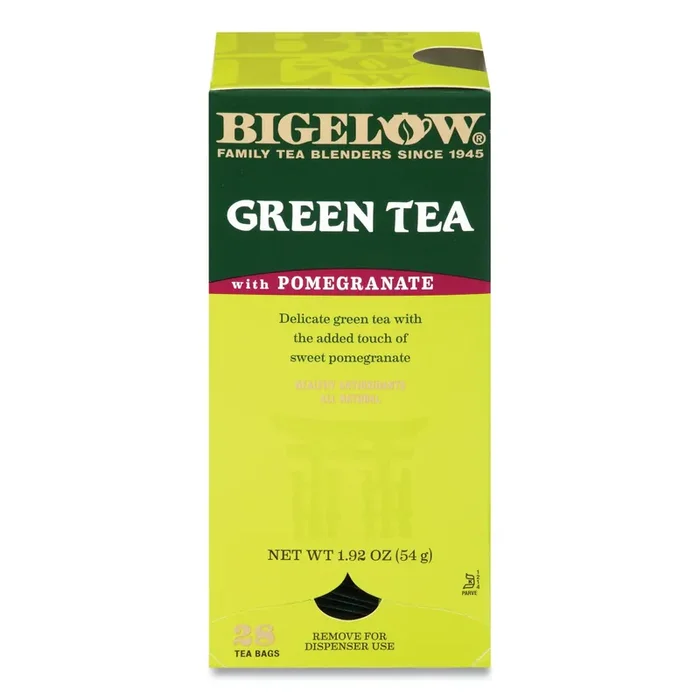 Bigelow® Green Tea With Pomegranate, 0.07 Oz Tea Bag, 28/box