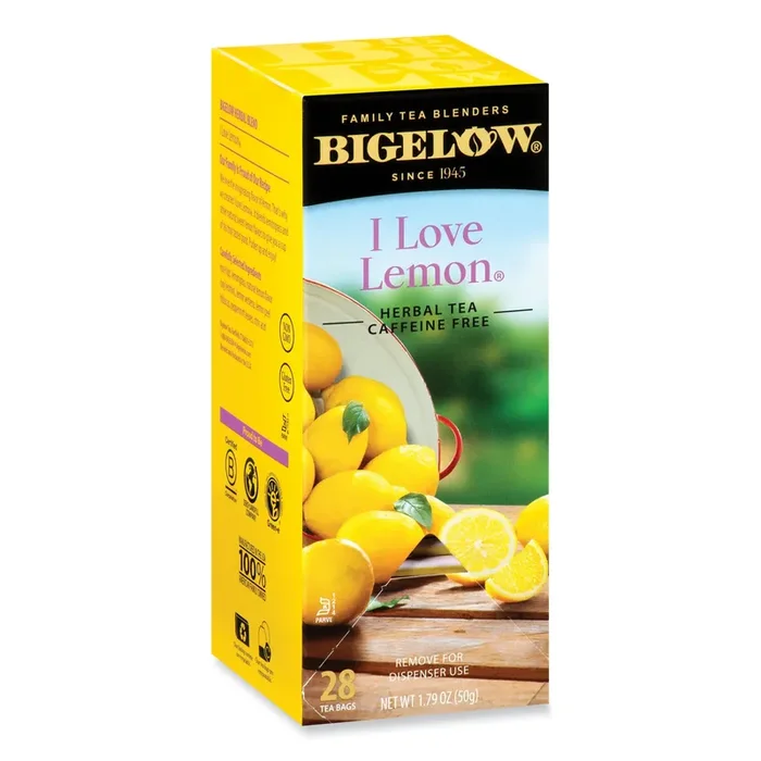 Bigelow® I Love Lemon Herbal Tea, 0.06 Oz Tea Bag, 28/box
