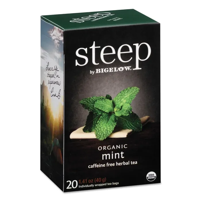 Bigelow® Steep Tea, Mint, 1.41 Oz Tea Bag, 20/box