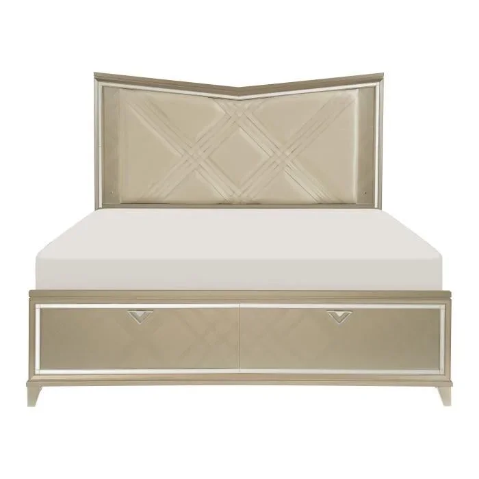 Bijou (3) Eastern King Platform Bed with LED Lighting and Footboard Storage