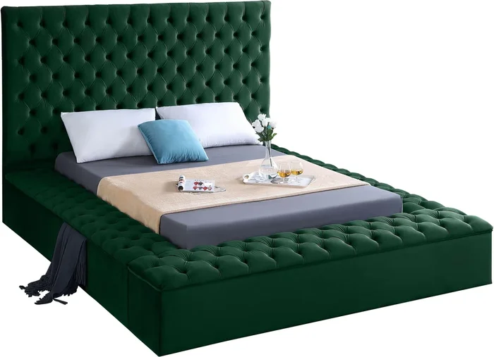 Bliss Green Velvet Full Bed (3 Boxes)