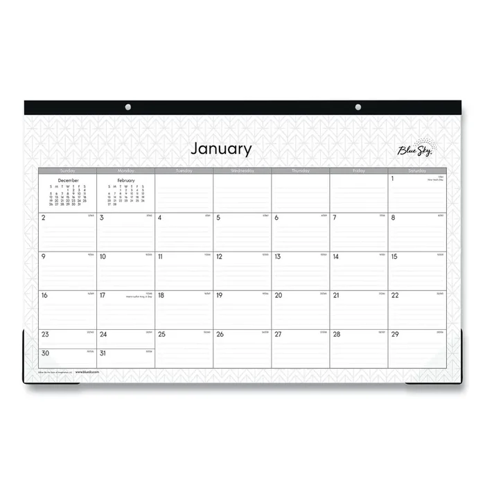 Blue Sky® Enterprise Desk Pad, Geometric Artwork, 17 x 11, White/Gray Sheets, Black Binding, Clear Corners, 12-Month (Jan to Dec) 2025