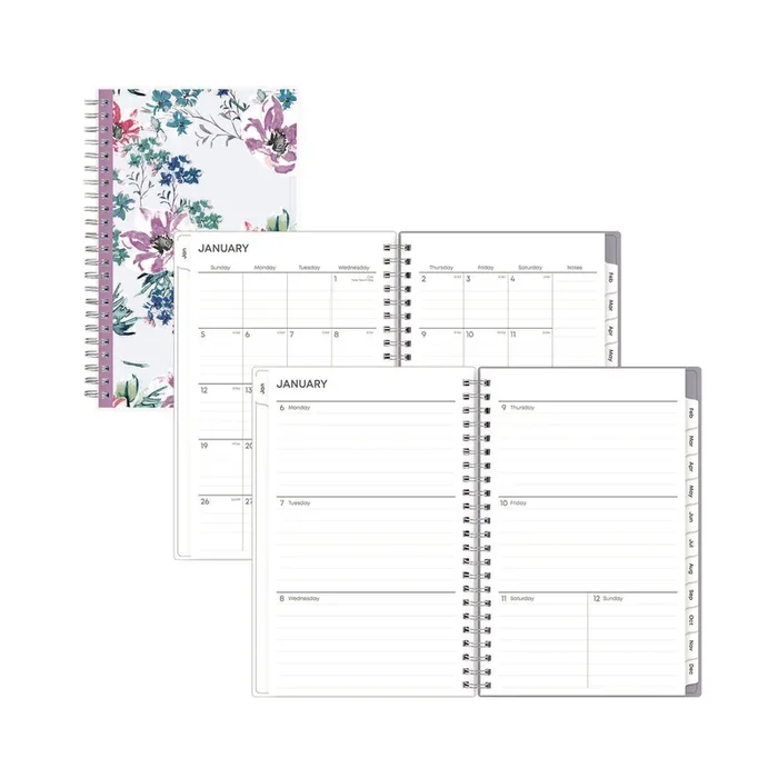 Blue Sky® Laila Create-Your-Own Cover Weekly/Monthly Planner, Wildflower Artwork, 8 x 5, Purple/Blue/Pink, 12-Month (Jan to Dec) 2025