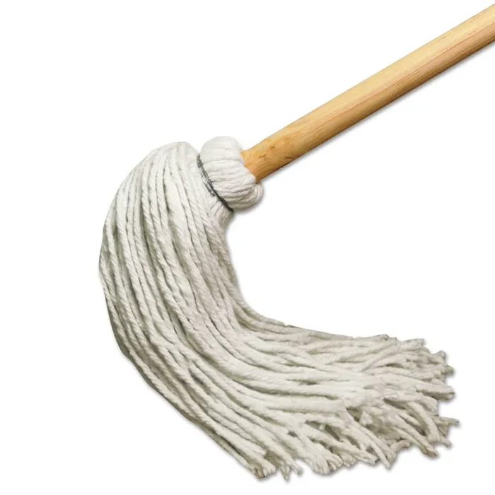 Boardwalk® Handle/Deck Mops, 24 White Rayon Head, 54″ Natural Wood Handle, 6/Pack