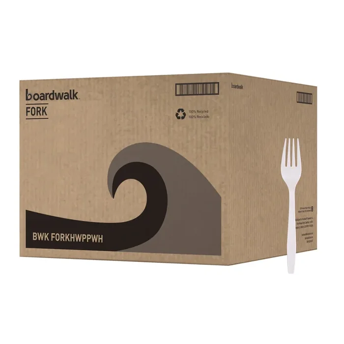 Boardwalk® Heavyweight Polypropylene Cutlery, Fork, Plastic, White, 1,000/Carton