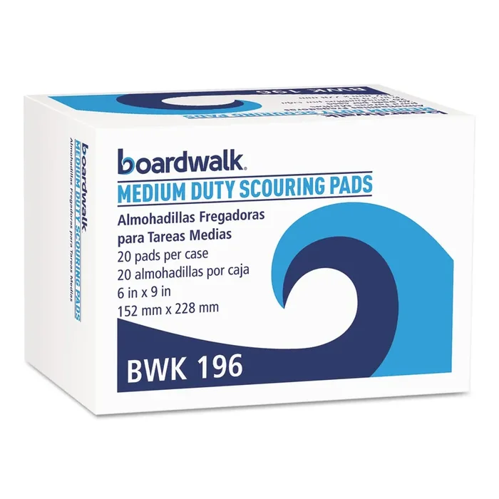 Boardwalk® Medium-Duty Scouring Pad, 6 x 9, Green, 20/Carton