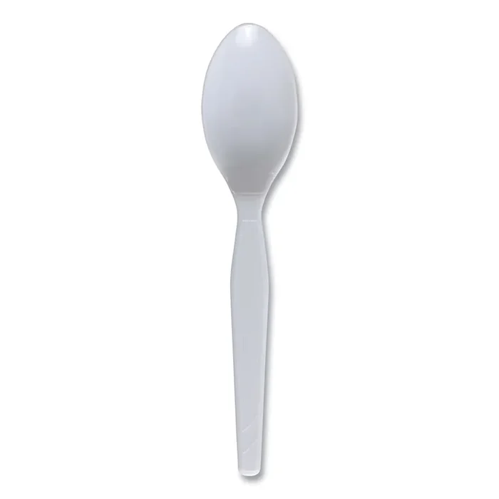 Boardwalk® Mediumweight Polystyrene Cutlery, Spoon, Plastic, White, 100/Box, 10 Boxes/Carton