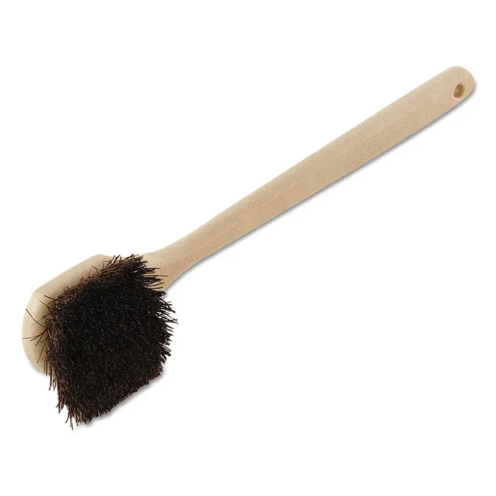 Boardwalk® Utility Brush, Brown Palmyra Fiber Bristles, 5.5″ Brush, 14.5″ Tan Plastic Handle