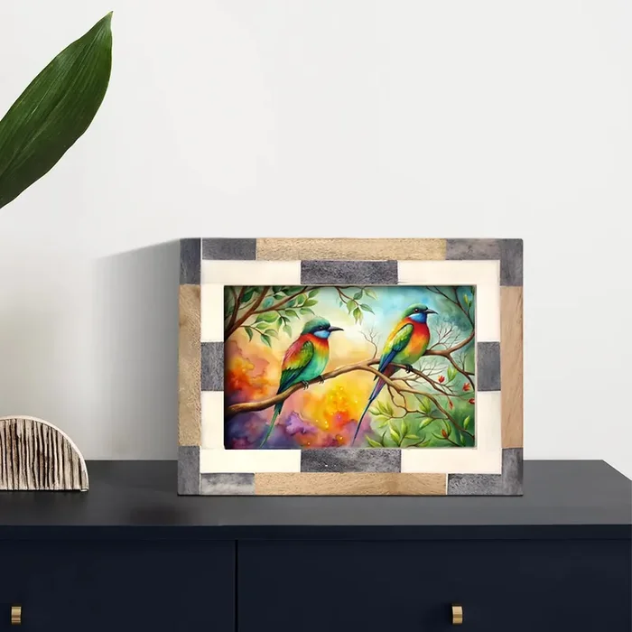 Bone Inlay & Mango Wood Tile Pattern Picture Frame – Wholesale picture frames