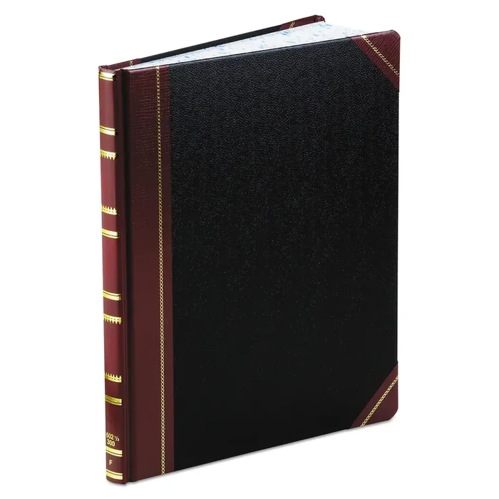 Boorum & Pease® Extra-Durable Bound Book, Single-Page Record-Rule Format, Black/maroon/gold Cover, 11.94 X 9.78 Sheets, 300 Sheets/book