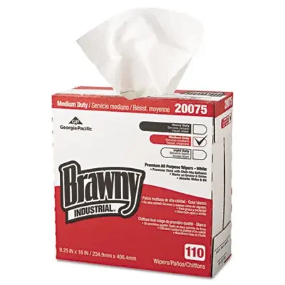 Brawny® Professional Tall Dispenser All-Purpose DRC Wipers, 1-Ply, 9.25 x 16, Unscented, White, 110/Box 10 Boxes/Carton