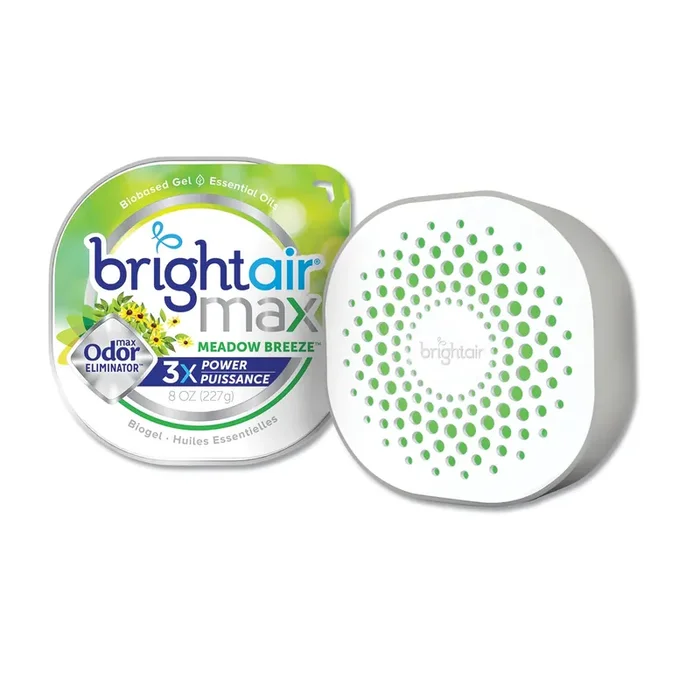 BRIGHT Air® Max Odor Eliminator Air Freshener, Meadow Breeze, 8 Oz Jar, 6/carton