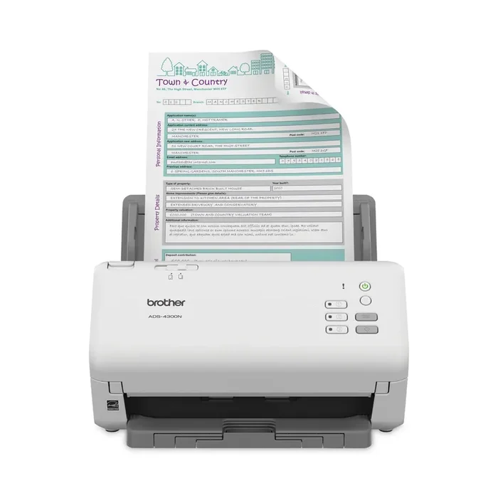 Brother ADS-4300N Professional Desktop Scanner, 600 dpi Optical Resolution, 80-Sheet Auto Document Feeder