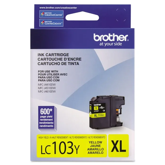 Brother Lc103y Innobella High-Yield Ink, 600 Page-Yield, Yellow