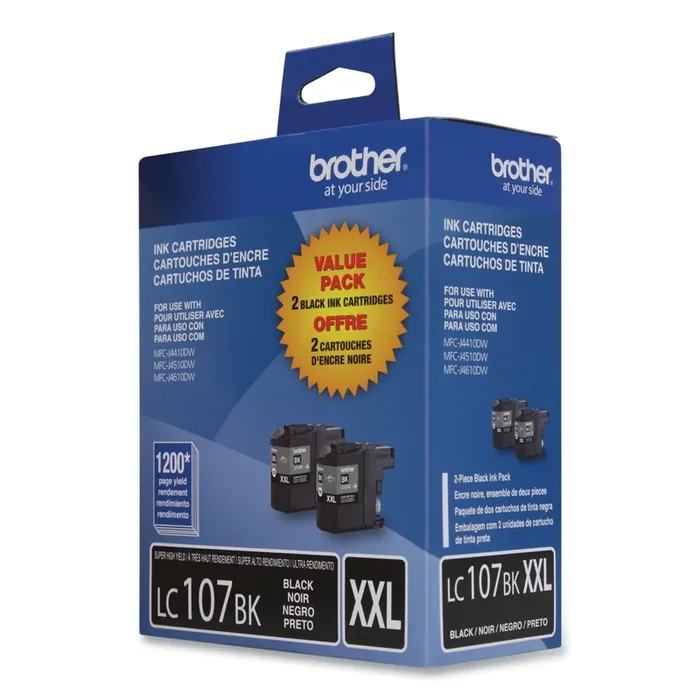 Brother Lc1072pks Innobella Super High-Yield Ink, 1,200 Page-Yield, Black, 2/pack
