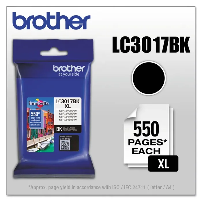 Brother Lc3017bk Innobella High-Yield Ink, 550 Page-Yield, Black