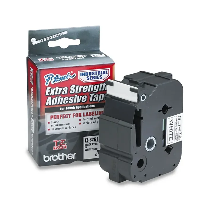 Brother P-Touch® Tz Extra-Strength Adhesive Laminated Labeling Tape, 1.4″ X 26.2 Ft, Black On White