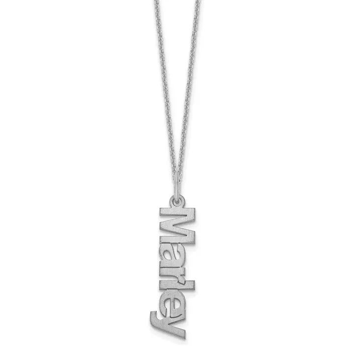 Brushed 1 Name Charm Necklace 14k White Gold XNA650/1W