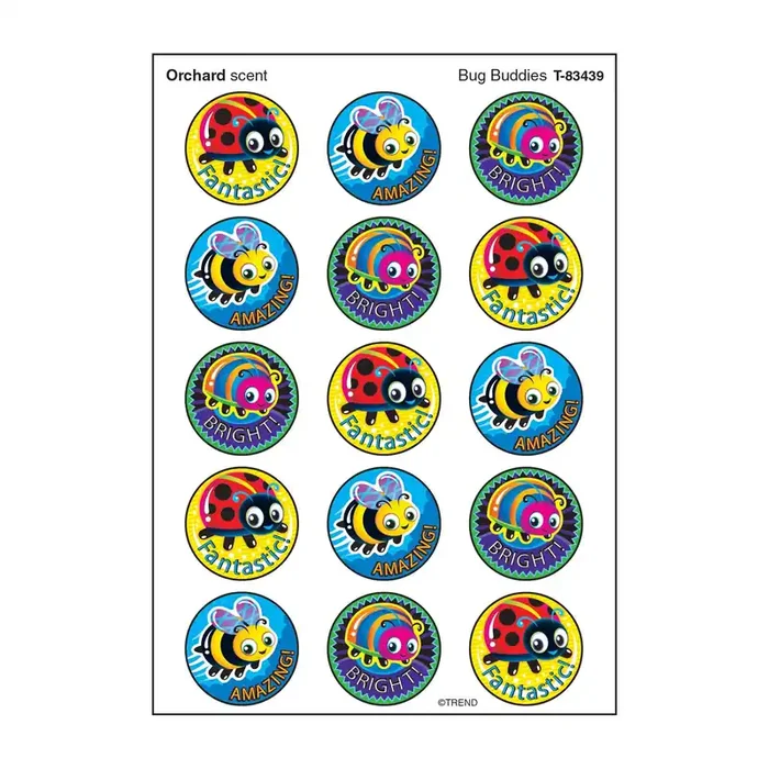 Bug Buddies, Orchard scent Scratch ‘n Sniff Stinky Stickers® – Large Round