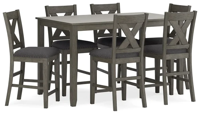 Caitbrook – Rect Drm Counter Table Set (Set of 7) – Gray