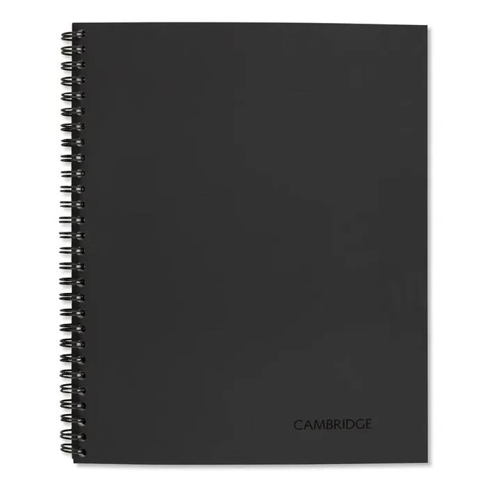 Cambridge® Wirebound Guided Meeting Notes Notebook, 1-Subject, Meeting-Minutes/Notes Format, Dark Gray Cover, (80) 11 x 8.25 Sheets