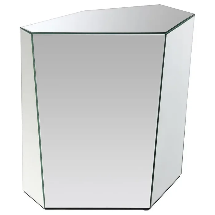 Capella – Mirrored Abstract Geometric End Table – Silver