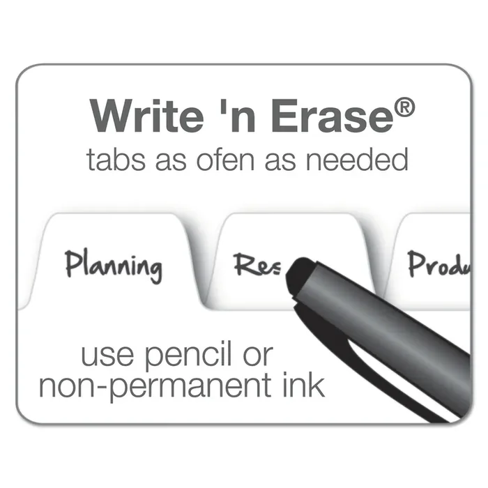 Cardinal® Write ‘n Erase Tabloid Index Dividers, 5-Tab, 11 X 17, White, 1 Set