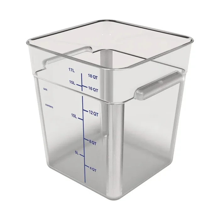 Carlisle Squares Polycarbonate Food Storage Container, 6 qt, 8.75 x 8.75 x 7.31, Clear, Plastic