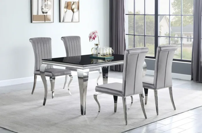 CARONE 5-piece 81″ Rectangular Dining Set Grey